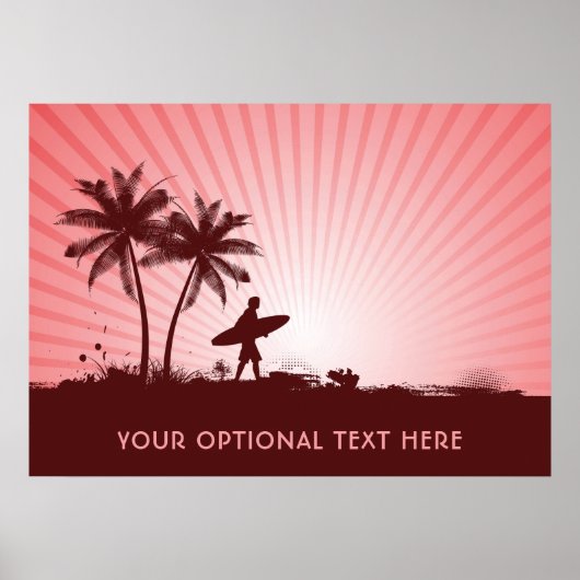 Affiche de texte personnalisée Plage Surfer (Devant)