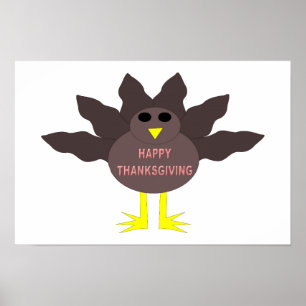 Affiche de Thanksgiving Plucky Turkey