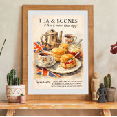 Affiche de thé et de scones | Art de l'heure du th