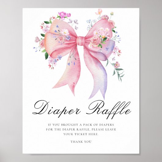 Affiche de tirage au sort de couche bébé Floral Bo (Devant)