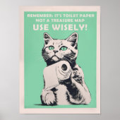 Affiche de toilettes drôle de chat Rétro Poster de (Devant)