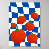 Affiche de tomate à damier bleu (Devant)