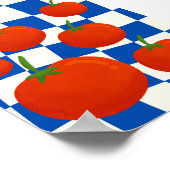 Affiche de tomate à damier bleu (Coin)