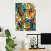 Affiche de tourbillon abstrait orange sarcelle (Bureau à domicile)