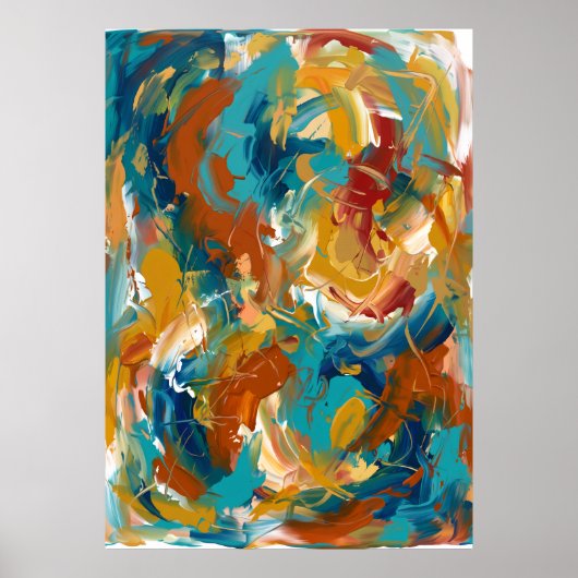 Affiche de tourbillon abstrait orange sarcelle (Devant)