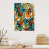 Affiche de tourbillon abstrait orange sarcelle (Cuisine)