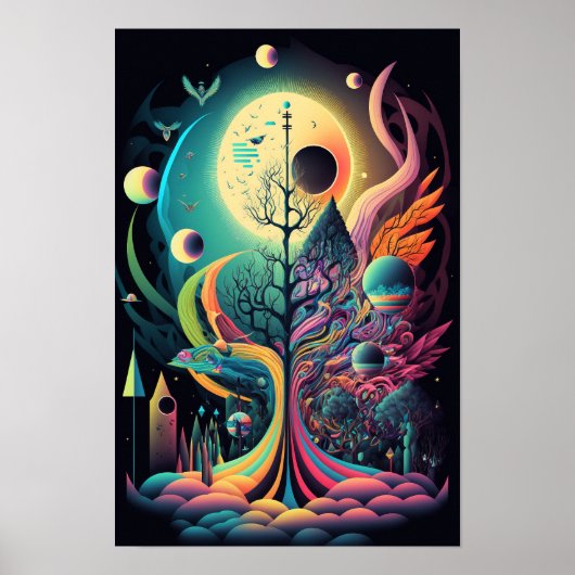 Affiche de Tourbillon Abstrait | Rétro Psychedéliq (Devant)