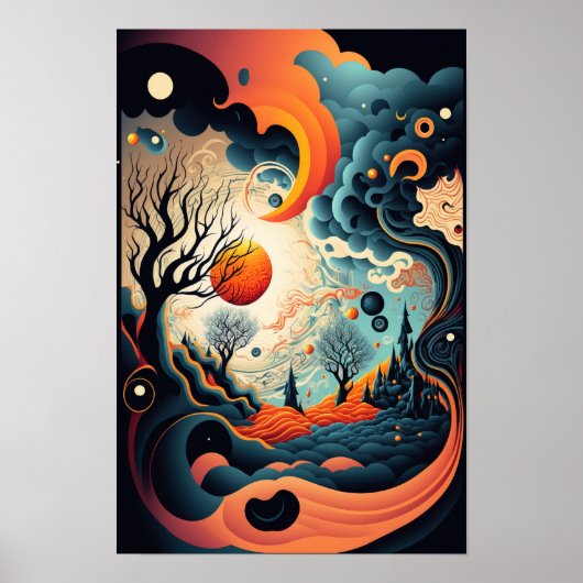 Affiche de Tourbillon Abstrait | Rétro Psychedeliq (Devant)