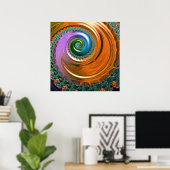 Affiche de tourbillon de Mandelbrot orange (Bureau à domicile)