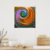 Affiche de tourbillon de Mandelbrot orange (Cuisine)
