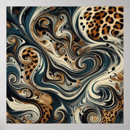 Affiche de tourbillon de motif léopard abstrait (Devant)