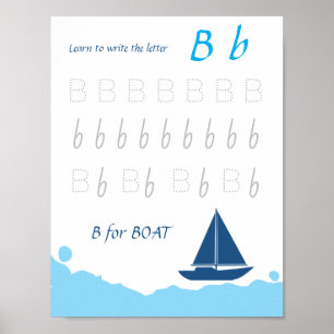 Affiche de traçage de la lettre B pour les enfants