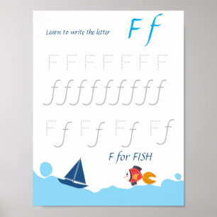 Affiche de traçage de la lettre F pour les enfants