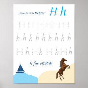 Affiche de traçage de la lettre H pour les enfants