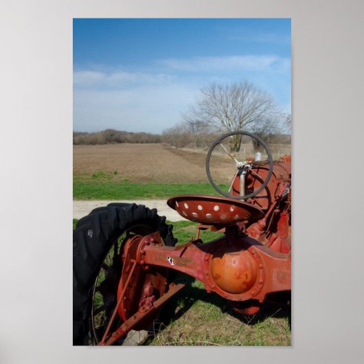 Affiche de tracteur rouge antique (Devant)