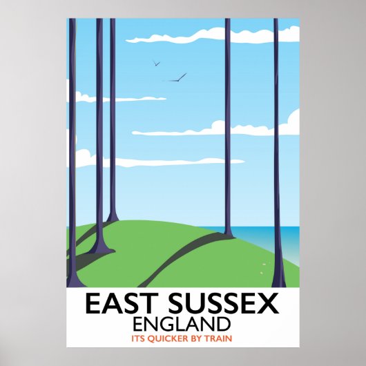 Affiche de train de l'East Sussex, Angleterre (Devant)