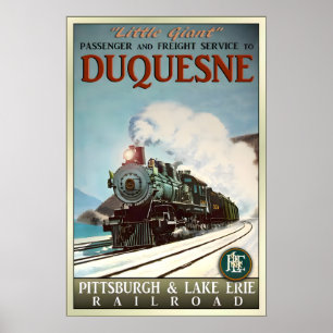 Affiche de train rétro neuve du chemin de fer Duqu