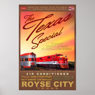 Affiche de train rétro spéciale Royse City Texas M