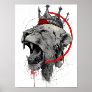 Affiche de Trash Polka au Lion Couronné Rugissant