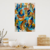 Affiche de travail de pinceau abstrait Ocre Teal (Cuisine)