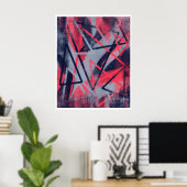 Affiche de triangles géométriques – Rose et Bleu (Bureau à domicile)