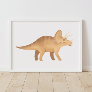Affiche de tricératops jaune pour chambre d'enfant