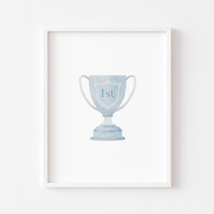affiche de trophée bleu vintage aquarelle