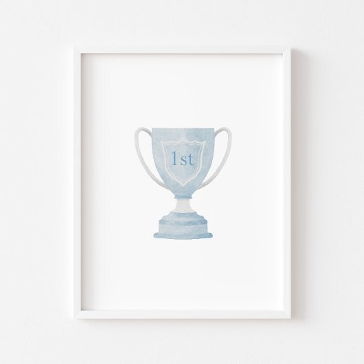 affiche de trophée bleu vintage aquarelle