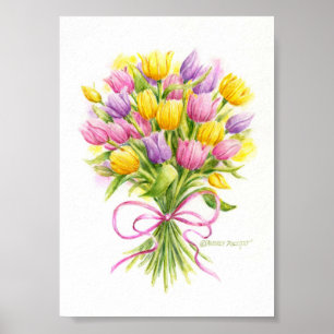 Affiche de tulipes Bouquet lumineux et magnifique