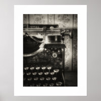 Affiche de typewriter vintage sépia