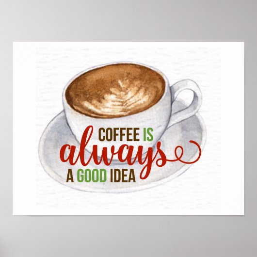 Affiche de typographie aquarelle Café Bonne Idée (Devant)