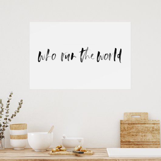 Affiche de typographie aquarelle "Qui dirige le mo (Cuisine)