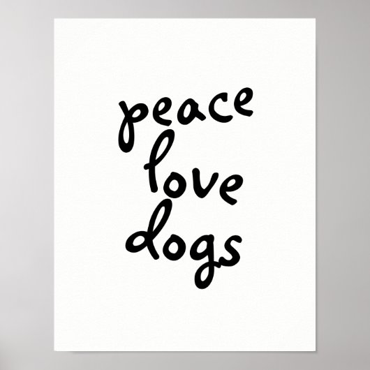 affiche de typographie de chiens de paix noir et b (Devant)