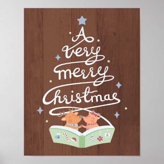 Affiche de typographie de Noël joyeux rennes migno (Devant)