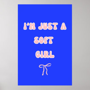 Affiche de typographie esthétique Soft Girl bleu e