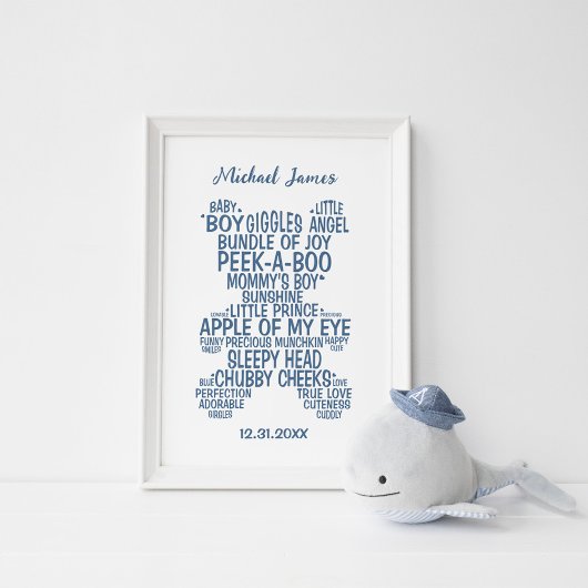 Affiche de typographie Ourson Bleu (Mat)