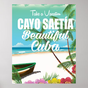 Affiche de vacances à la plage de Cayo Saetía Cuba
