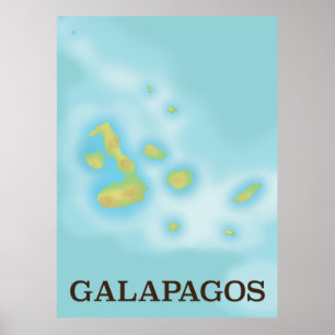 Affiche de vacances de la carte des Galapagos