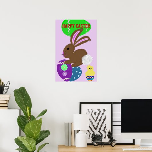 Affiche de vacances de Pâques aux oeufs du Lapin d (Bureau à domicile)