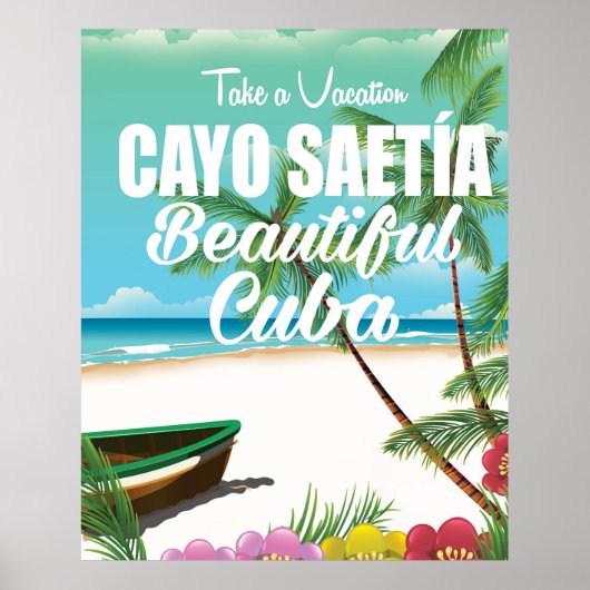 Affiche de vacances de plage Cayo Saetía Cuba (Devant)