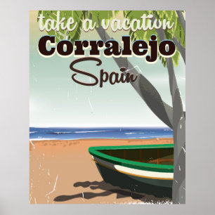 Affiche de vacances de plage vintage Corralejo Esp