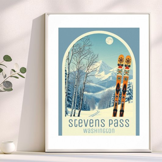 Affiche de vacances de ski à Stevens Pass Washingt