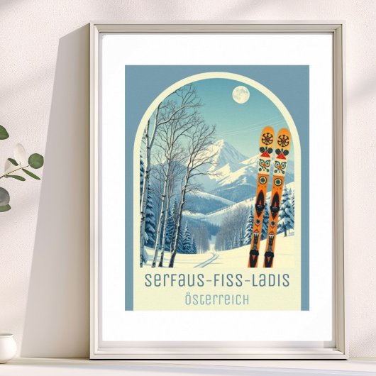 Affiche de vacances de ski en Autriche à Serfaus‑F