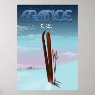 Affiche de vacances de sports de ski 'glace' de Fr