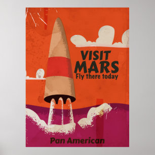 Affiche de vacances rétro sur Mars des années 1950