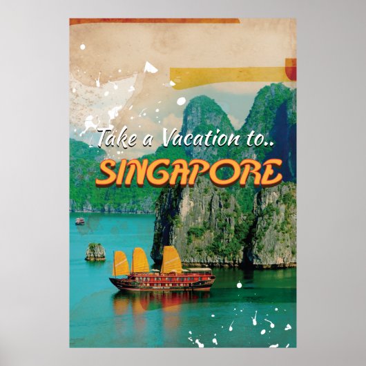 Affiche de vacances vintage à Singapour. (Devant)