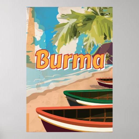 Affiche de vacances vintage Birmanie (Devant)