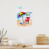 Affiche de vacances vue plage. (Cuisine)