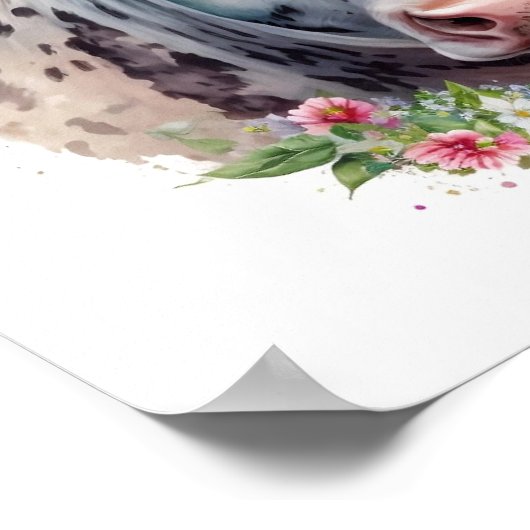 Affiche de vache à fleurs d'aquarelle (Coin)
