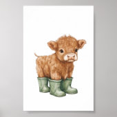 Affiche de vache en bottes vert sauge Décoration d (Devant)